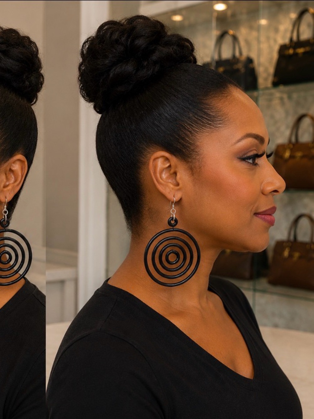 Black Handmade Wired Spiral Earrings